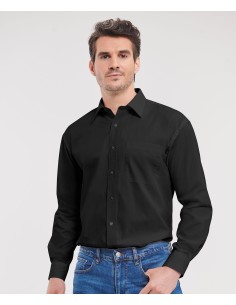 R-R-936M-0-Mens L/S Pure Cotton Easy Care Poplin Shirt 2